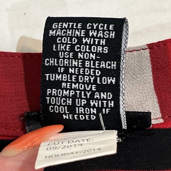 Torrid Top 1X Womens Semi Sheer Chiffon Red Black Striped Button Down Blouse - Picture 8 of 8